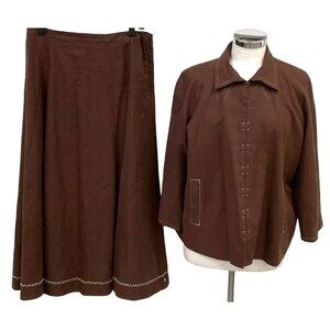 Coldwater Creek 2 piece Midi Skirt Linen Set Jacket Seperates Mixed Size L / XL